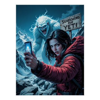 Póster Yeti Bigfoot Sasquatch Selfie en Español