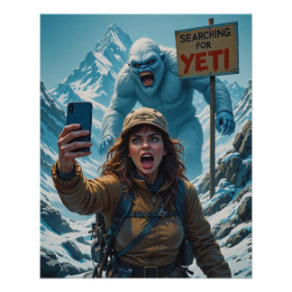Póster Yeti Pie Grande Sasquatch Selfie Monte Everest