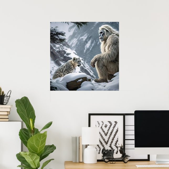 Póster Yeti y el Poster del Leopardo de las Nieves (Oficina en casa)