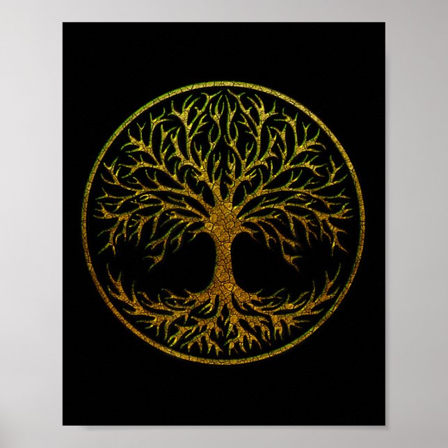 Póster Yggdrasil, Árbol Celta De La Vida, Mitología Nórdi (Frente)