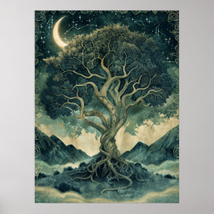 Póster Yggdrasil Norse Samhain Halloween Nordic