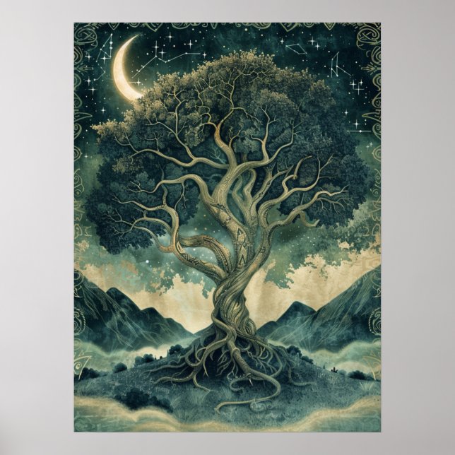 Póster Yggdrasil Norse Samhain Halloween Nordic (Frente)