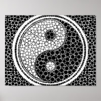 Yin y Yang Dot Art Negro y blanco