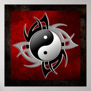 PÓSTER YIN YANG 3D TRIBAL