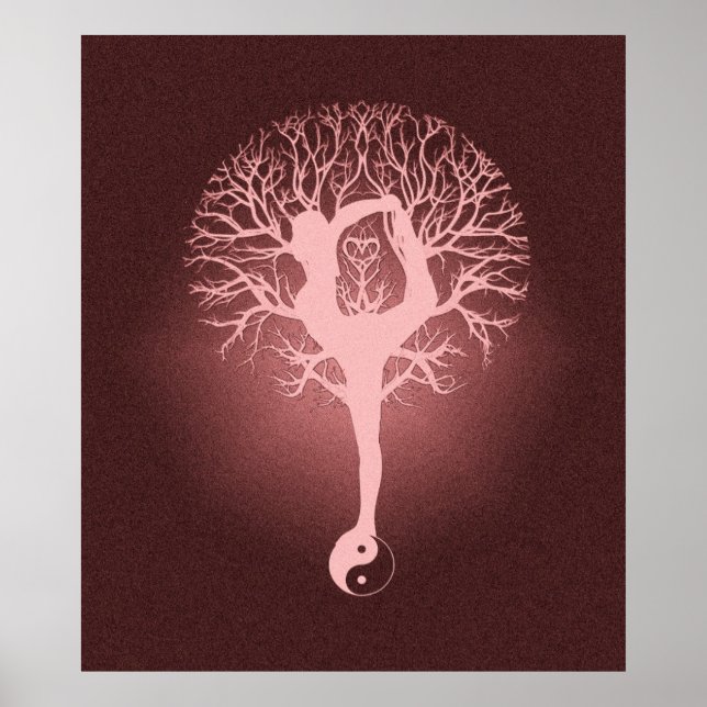 Póster Yin yang, árbol de la vida, yoga, armonía por Amel (Frente)