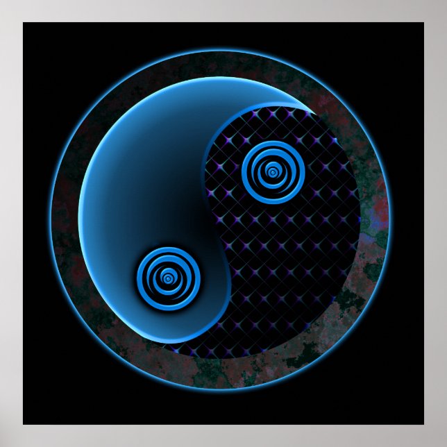 Póster Yin Yang azul cósmico (Frente)