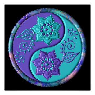 Póster Yin Yang Azul y Púrpura