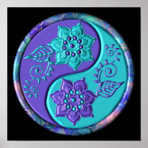 Póster Yin Yang Azul y Púrpura