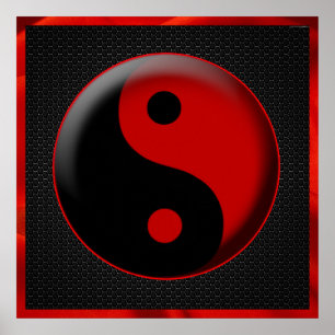 PÓSTER YIN YANG BLACK RED 3D