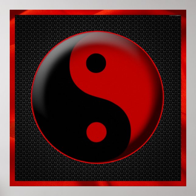 PÓSTER YIN YANG BLACK RED 3D (Frente)