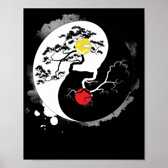 Póster Yin Yang Bonsai Tree Japanese Buddhist Zen (Frente)