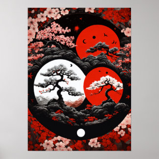 Póster "Yin & Yang Canopy: Logo japonés de tinta forestal