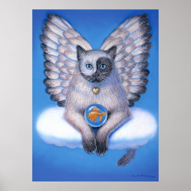 Póster Yin Yang Cat Zen Buddha Angel de Fantasía Poster d (Frente)