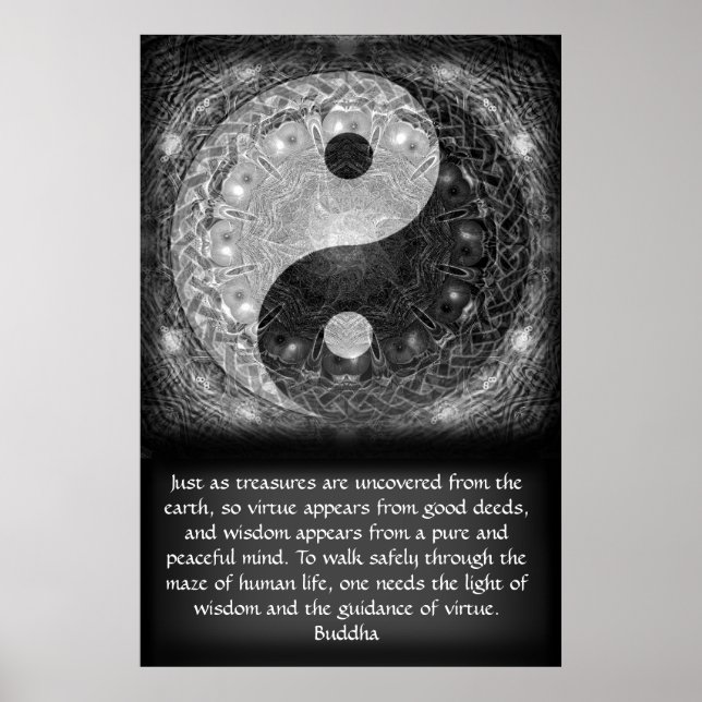 Póster Yin Yang con una cita de Buda (Frente)