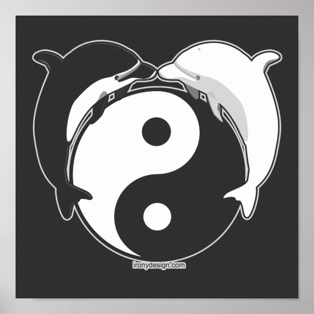 Póster Yin Yang Delphins Black/White (Frente)