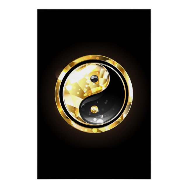 Póster Yin Yang dorado en negro (Anverso)