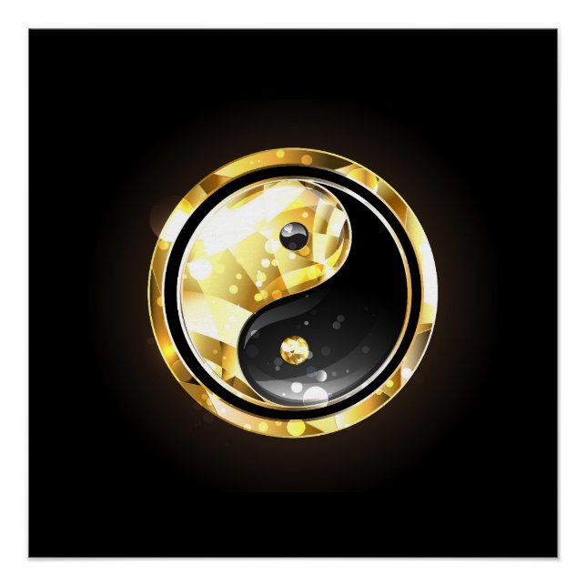 Póster Yin Yang dorado en negro (Anverso)