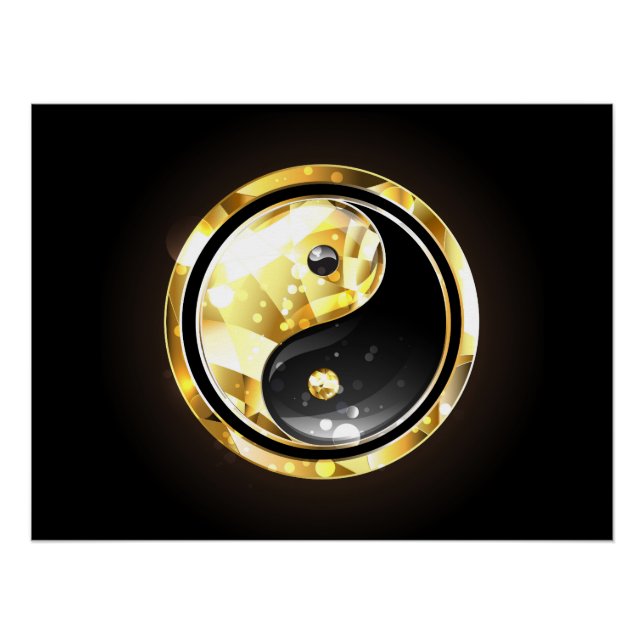 Póster Yin Yang dorado en negro (Anverso)