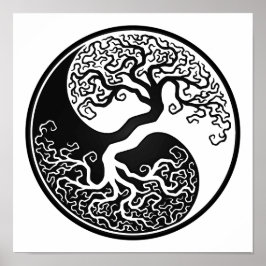 Póster Yin Yang, el árbol negro del personalizable
