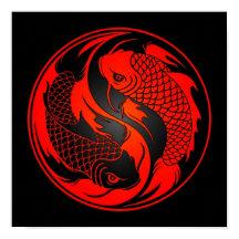 Yin Yang Koi Fish rojo y negro