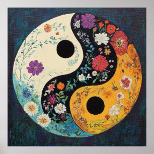 Póster Yin Yang Poster Art - Colorido Poster de Yoga