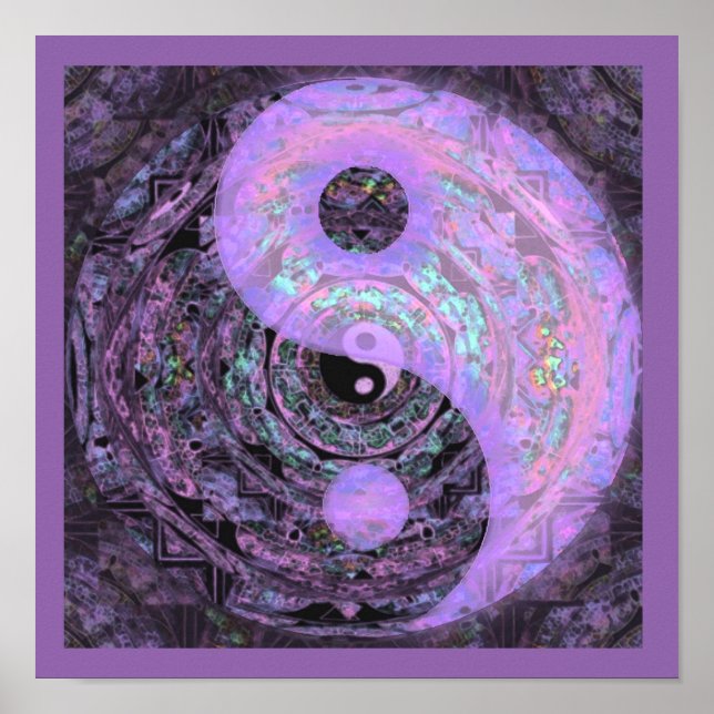 Póster Yin Yang Purple Glow Mandala (Frente)