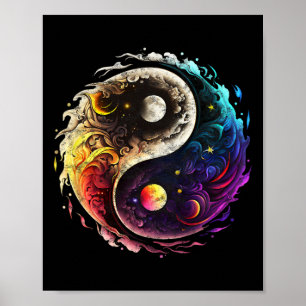 Póster Yin Yang, Sol, Luna, Universo, Tai Chi, Qigong, Yo