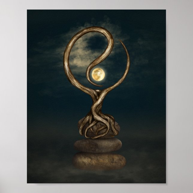 Póster Yin Yang Tree Moonlight Zen (Frente)