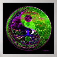 Yin Yang Tree of Life in Purple and Green