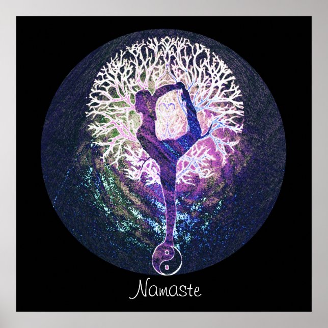 Póster Yin Yang, Tree of Life, Namaste Yoga (Frente)