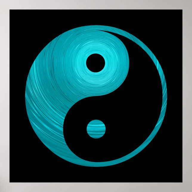 Póster Yin Yang Verde azulada Blue Aqua Spiral Template B (Frente)