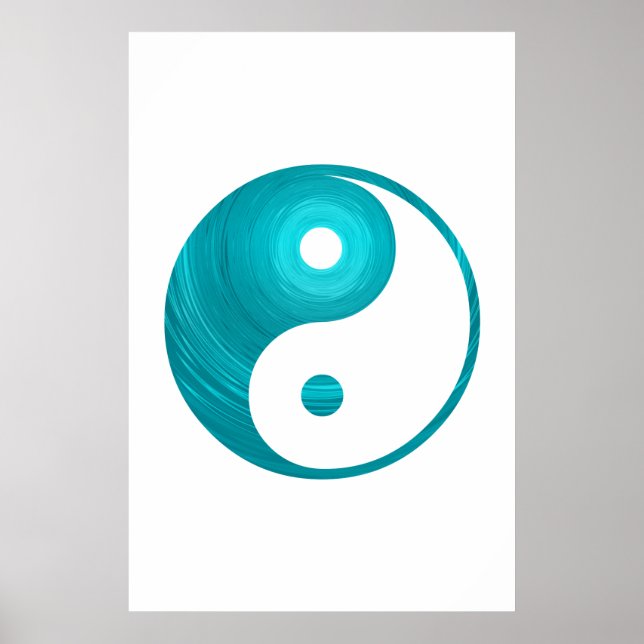 Póster Yin Yang Verde azulada Blue Aqua Spiral Template Y (Frente)