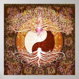 Póster Ying Yang Heart Tree of Life