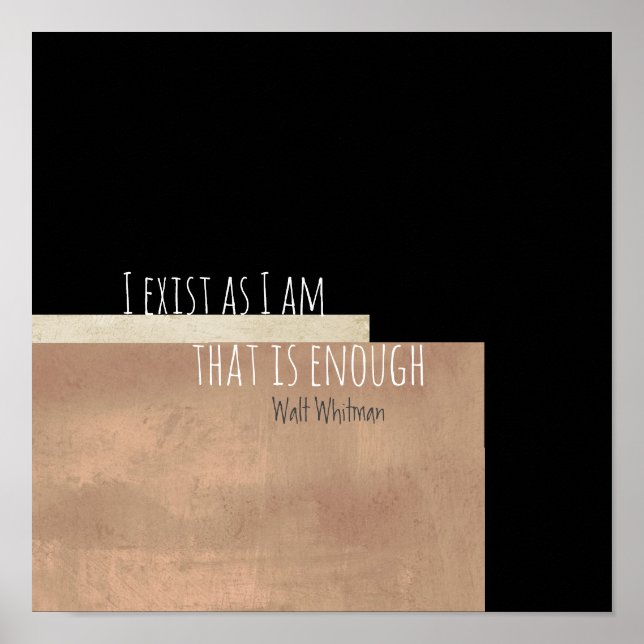 Póster Yo existo inspiradora cita literaria de Walt Whitm (Frente)