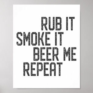 Póster Yo froto mi carne Bbq Smoker Grillmaster Cerveza M