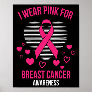 Póster Yo llevo cinta rosada corazón Guay cáncer de mama