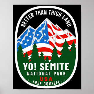 Póster Yo Semite National Park Funny American Flag Thigh 