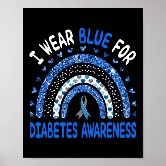 Póster Yo Uso Azul Para La Diabetes Concienciación Sobre  (Frente)