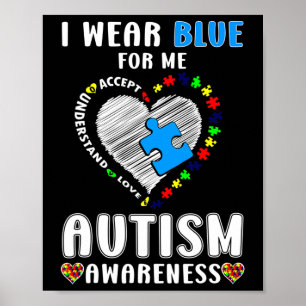 Póster Yo Uso Azul Para Mí Conciencia Del Autismo