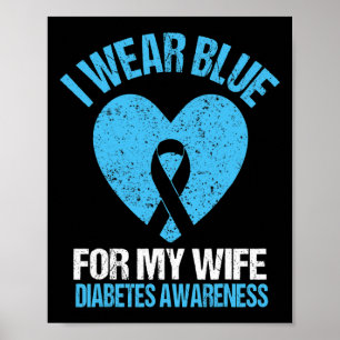 Póster Yo Uso Azul Para Mi Esposa T1d Diabetes Sensibiliz