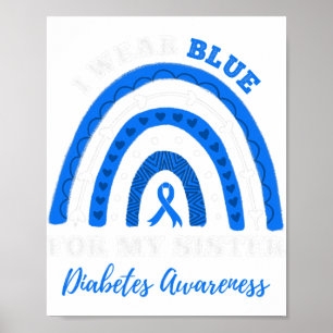 Póster Yo Uso Azul Para Mi Hermana T1d Diabetes Tipo 1 Aw
