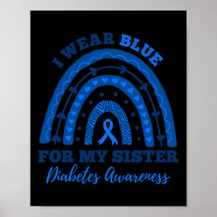 Póster Yo Uso Azul Para Mi Hermana T1d Diabetes Tipo 1 Aw