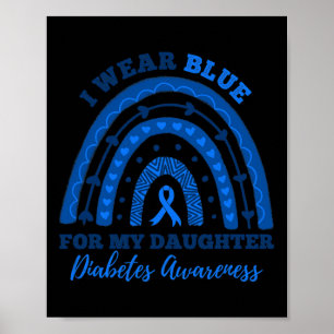 Póster Yo Uso Azul Para Mi Hija T1d Tipo 1 Diabetes Aw