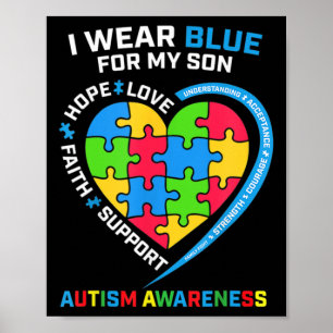Póster Yo Uso Azul Para Mi Hijo Conciencia De Autismo 2