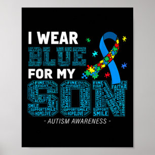 Póster Yo Uso Azul Para Mi Hijo Conciencia De Autismo Mam