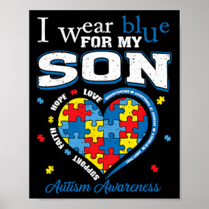 Póster Yo Uso Azul Para Mi Hijo Conciencia De Autismo Mam