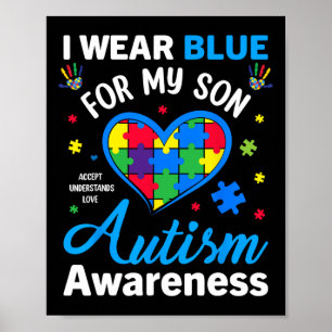 Póster Yo Uso Azul Para Mi Hijo Conciencia De Autismo Mam