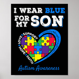 Póster Yo Uso Azul Para Mi Hijo Conciencia De Autismo Mam