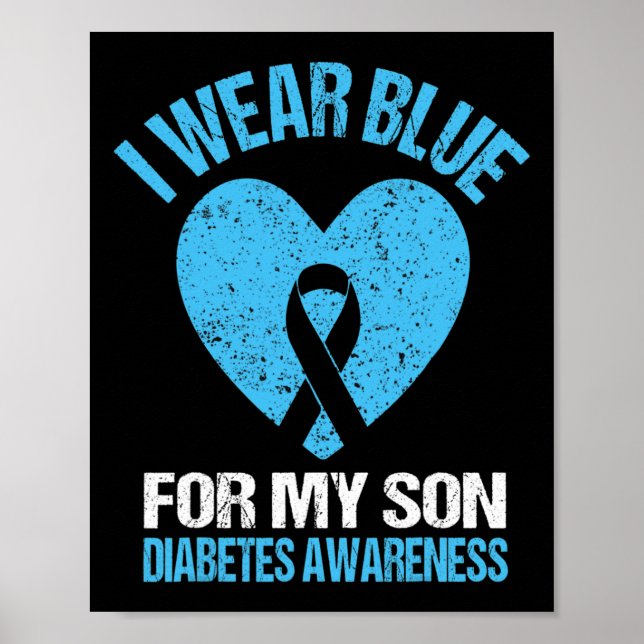 Póster Yo Uso Azul Para Mi Hijo Diabetes Mes De Concienci (Frente)