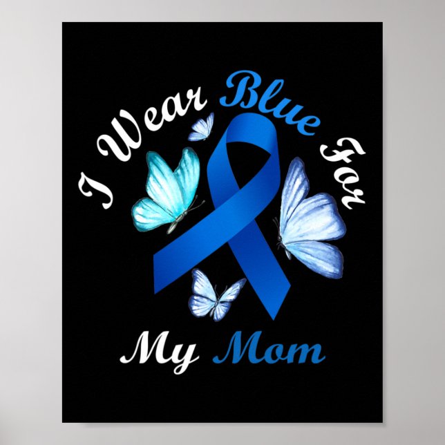 Póster Yo Uso Azul Para Mi Mamá Mariposa Diabetes Awares (Frente)